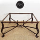 Mexports by Susana Molina 1242AM 48" Mesquite Wood Top Rounded Corners Hammer Copper Inlay With Nailheads on Edge Square Coffee Table