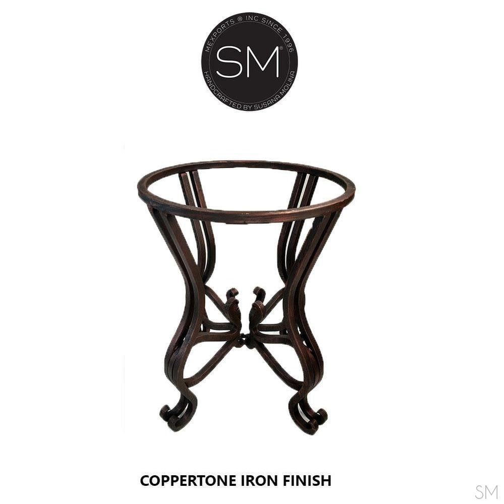 Mexports by Susana Molina 1242BBM 24" Mesquite Wood Top Red Coral Inlay With Nailheads on Edge Round Side Table