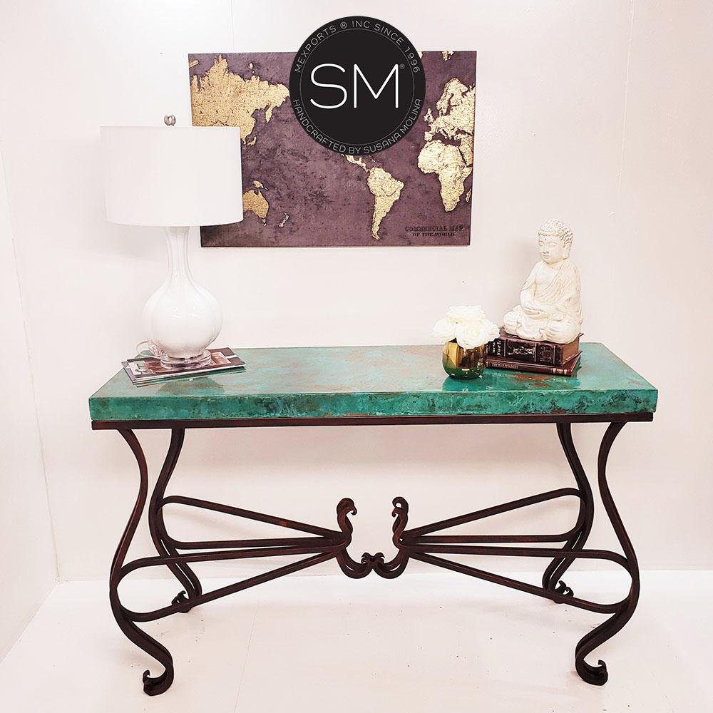 Mexports by Susana Molina 1242CC 72" Oxidized Hammered Copper Rectangular Console Table