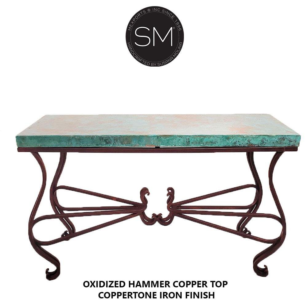 Mexports by Susana Molina 1242CC 72" Oxidized Hammered Copper Rectangular Console Table