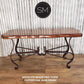 Mexports by Susana Molina 1242CM 72" Mesquite Wood Top Free Form Edge No Inlay Console Table With Iron Base