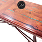 Mexports by Susana Molina 1242CM 72" Mesquite Wood Top Rounded Corners Turquoise Inlay Console Table With Iron Base