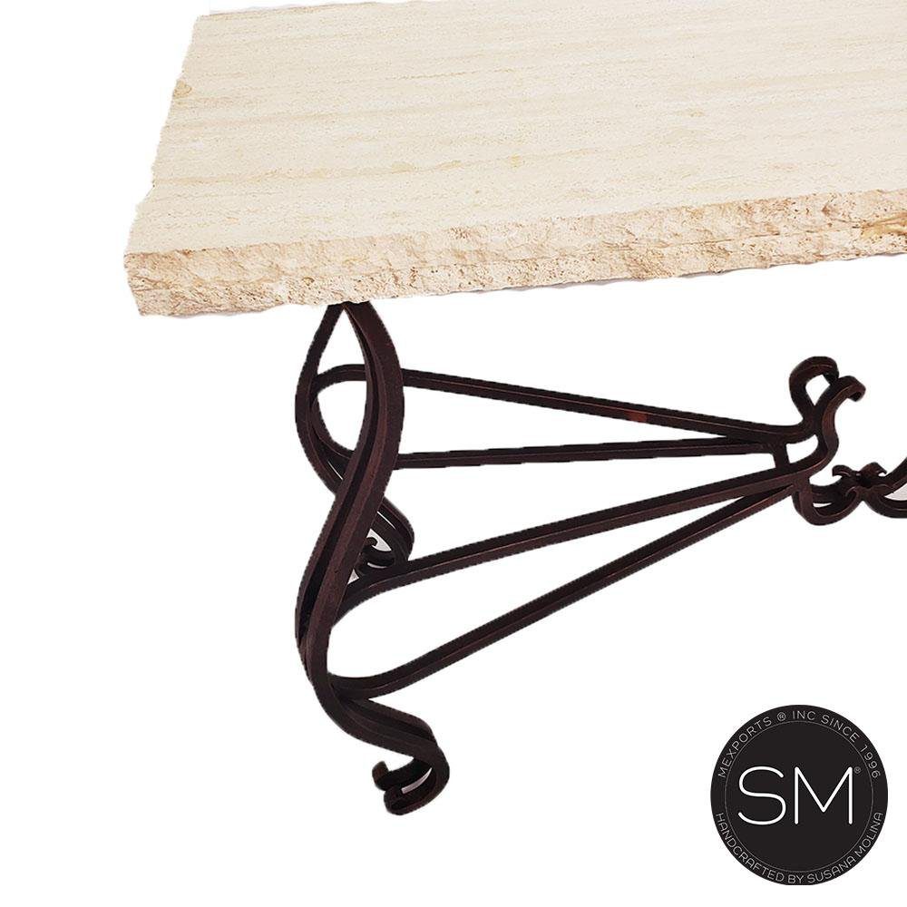 Mexports by Susana Molina 1242CT 63" Cream Travertine Chiseled Edge Rectangular Console Table