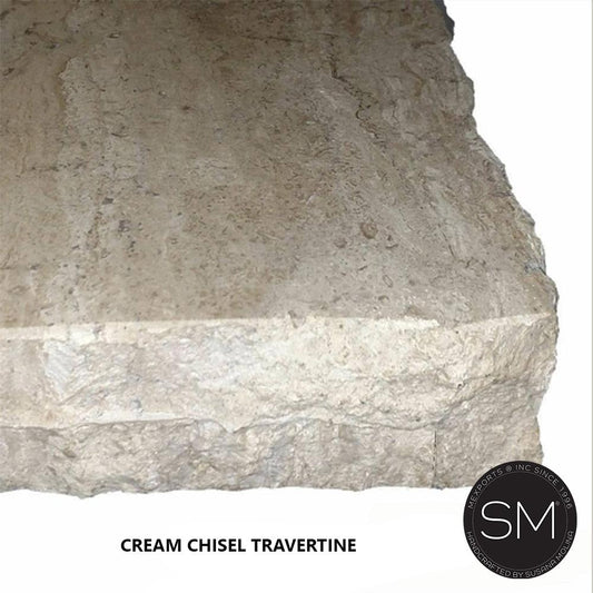 Mexports by Susana Molina 1242FT 44" Cream Travertine Chiseled Edge Rectangular Console Table