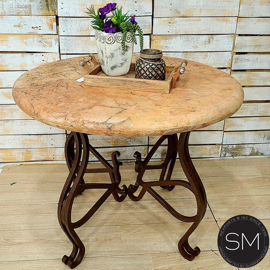 Mexports by Susana Molina 1242LT 31" Peach Travertine Top Bullnose Edge Round Side Table