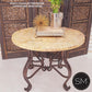 Mexports by Susana Molina 1242LT 38" Peach Travertine Top Chiseled Edge Round Side Table