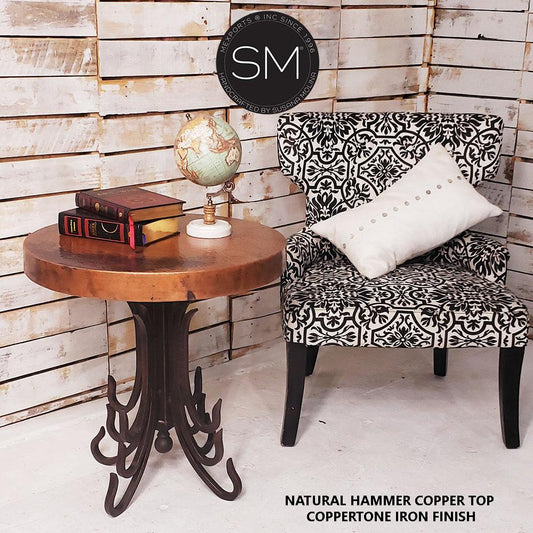 Mexports by Susana Molina 1245BBC 24" Natural Hammered Copper Round Side Table