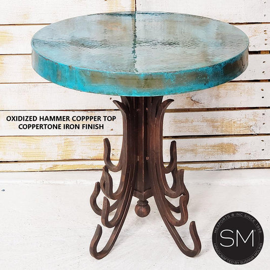 Mexports by Susana Molina 1245BBC 24" Oxidized Hammered Copper Round Side Table