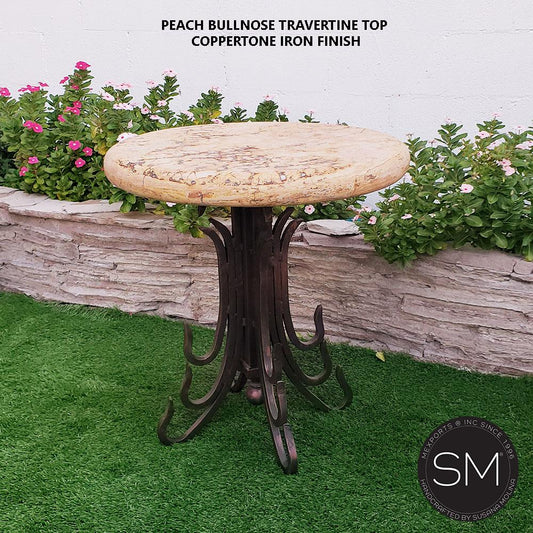 Mexports by Susana Molina 1245BBT 24" Peach Travertine Bullnose Edge Round Side Table