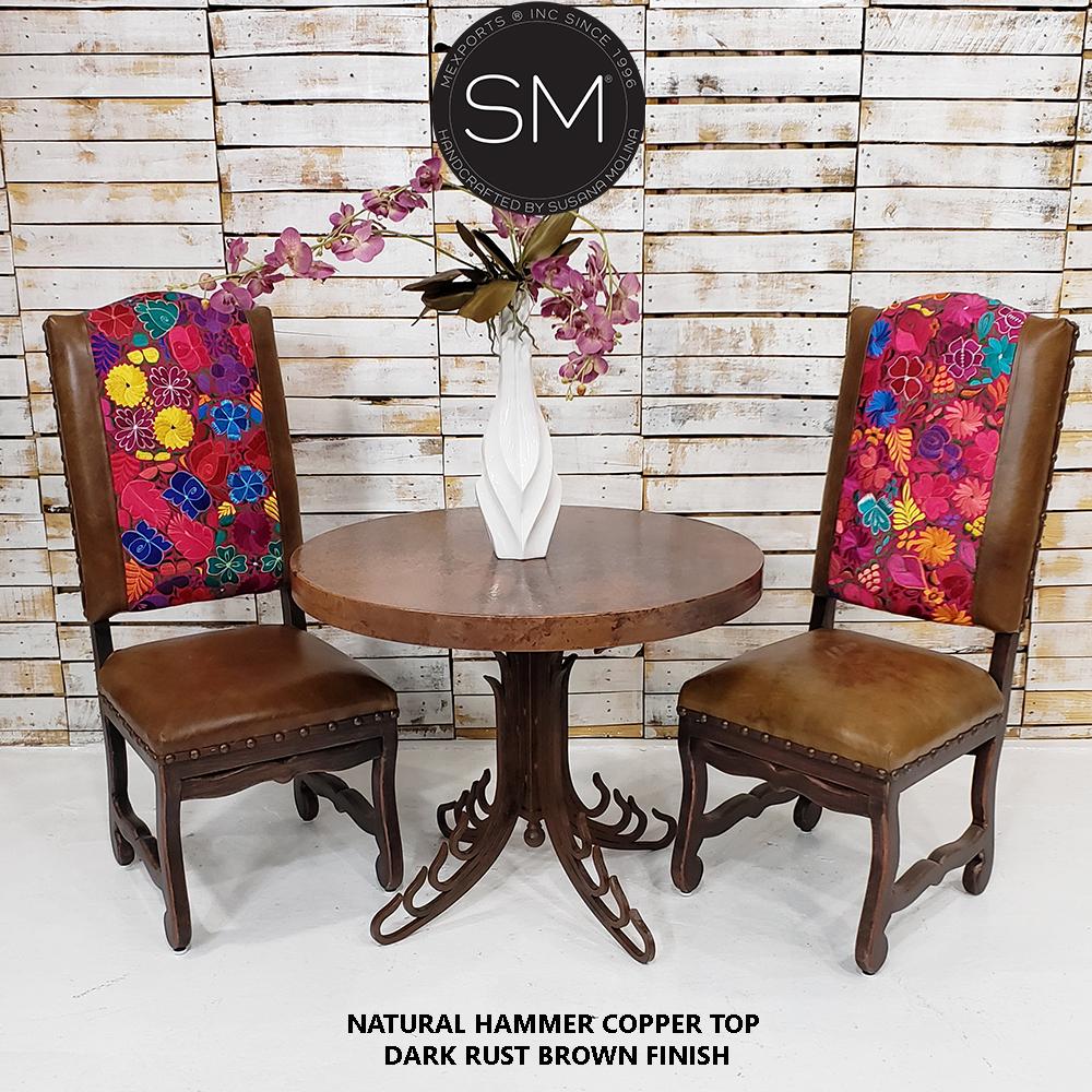 Mexports by Susana Molina 1245LC 31" Natural Hammered Copper Top Foyer Table