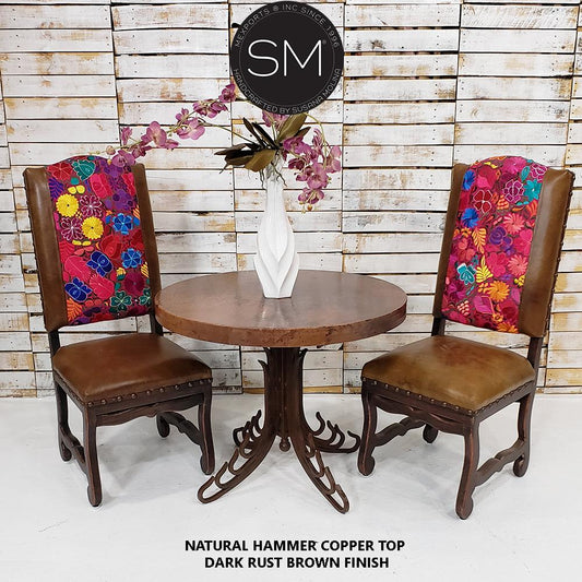 Mexports by Susana Molina 1245LC 31" Natural Hammered Copper Top Foyer Table