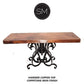 Mexports by Susana Molina 1246CC 72" Natural Hammered Copper Rectangular Console Table With Single Iron Pedestal