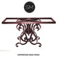 Mexports by Susana Molina 1246CC 72" Oxidized Hammered Copper Rectangular Console Table With Single Iron Pedestal and Nailheads on Edge