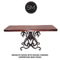 Mexports by Susana Molina 1246CM 72" Mesquite Wood Top Rounded Corners Gold Citrine Inlay Console Table With Single Pedestal and Nailheads on Edge