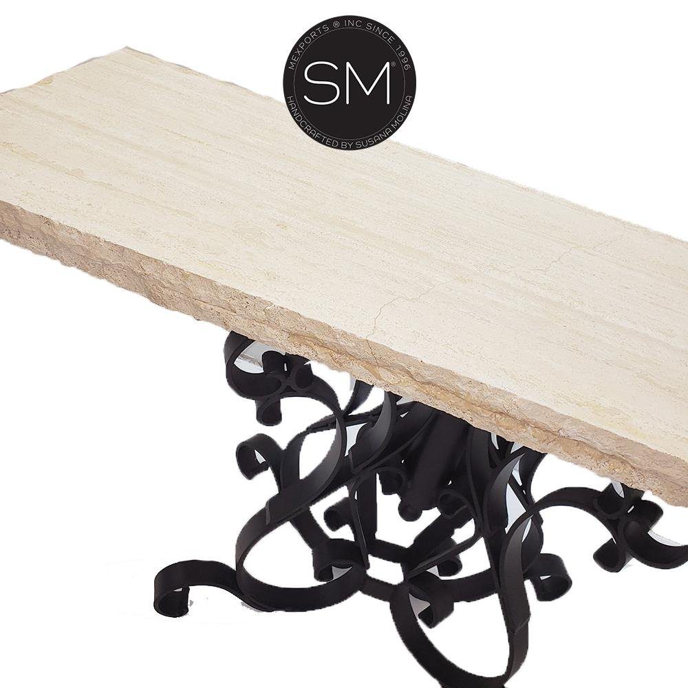Mexports by Susana Molina 1246CT 63" Cream Travertine Chiseled Edge Rectangular Console Table