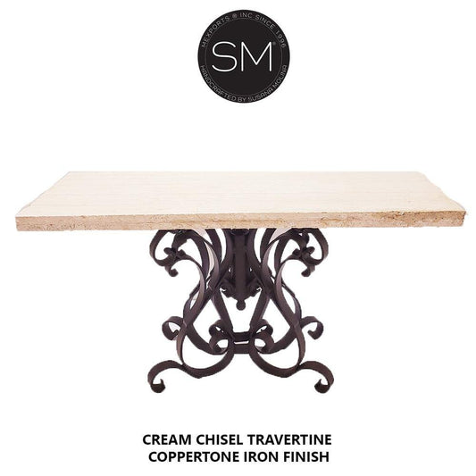 Mexports by Susana Molina 1246CT 63" Cream Travertine Chiseled Edge Rectangular Console Table