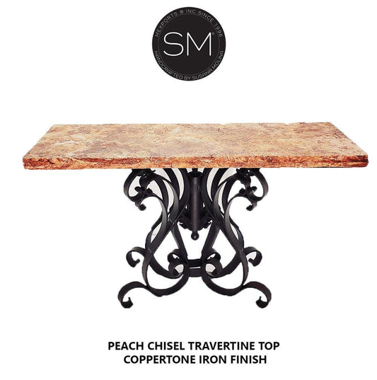 Mexports by Susana Molina 1246CT 63" Peach Travertine Chiseled Edge Rectangular Console Table