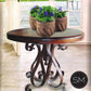 Mexports by Susana Molina 1246LM 31" Mesquite Wood Top Turquoise Inlay Round Side Table