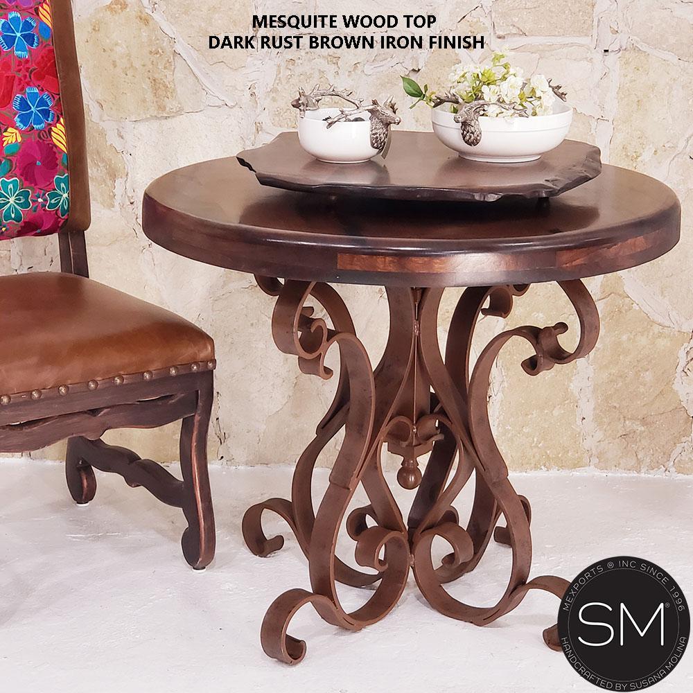 Mexports by Susana Molina 1246LM 38" Mesquite Wood Top No Inlay Round Side Table