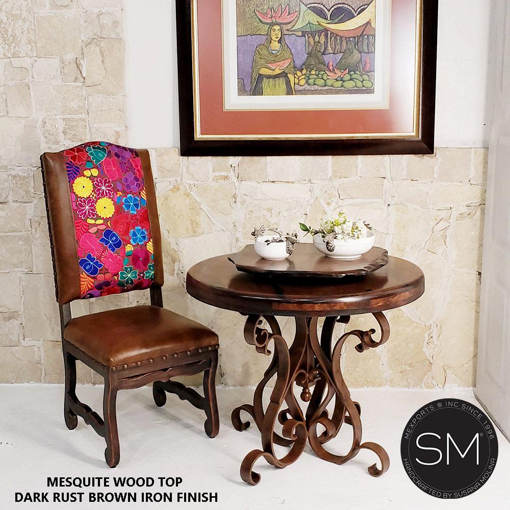 Mexports by Susana Molina 1246LM 38" Mesquite Wood Top No Inlay Round Side Table
