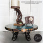 Mexports by Susana Molina 1247AAAC 38" Oxidized Hammered Copper Top With Nailheads on Edge Modern Round Coffee Table With Wrought Iron Base