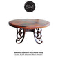 Mexports by Susana Molina 1247DM 60" Mesquite Wood Top No Inlay With Nailheads on Edge Round Dining Table With Hand-Forged Iron Base
