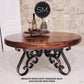 Mexports by Susana Molina 1251AAAM 48" Mesquite Wood Top Hammer Copper Inlay Round Coffee Table