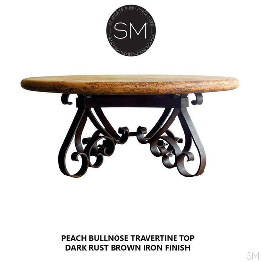 Mexports by Susana Molina 1251AAAT 38" Peach Travertine Stone Bullnose Edge Round Coffee Table