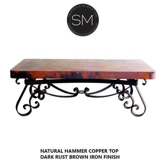 Mexports by Susana Molina 1251AAC 60" Natural Hammer Copper Top Rectangular Coffee Table