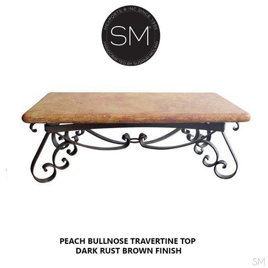 Mexports by Susana Molina 1251AAT 60" Peach Travertine Bullnose Edge Rectangular Coffee Table