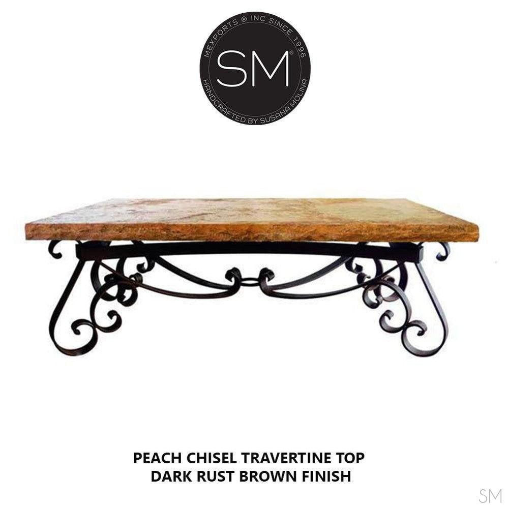 Mexports by Susana Molina 1251AAT 60" Peach Travertine Chisel Edge Rectangular Coffee Table