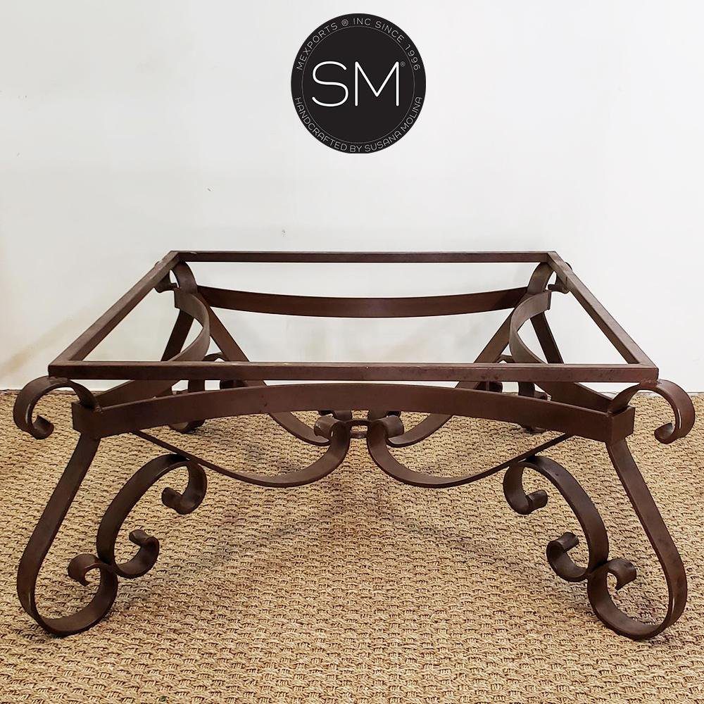 Mexports by Susana Molina 1251AM 48" Mesquite Wood Top Live Edge Turquoise Inlay Square Coffee Table