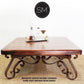 Mexports by Susana Molina 1251AM 48" Mesquite Wood Top Rounded Corners Hammer Copper Inlay Square Coffee Table