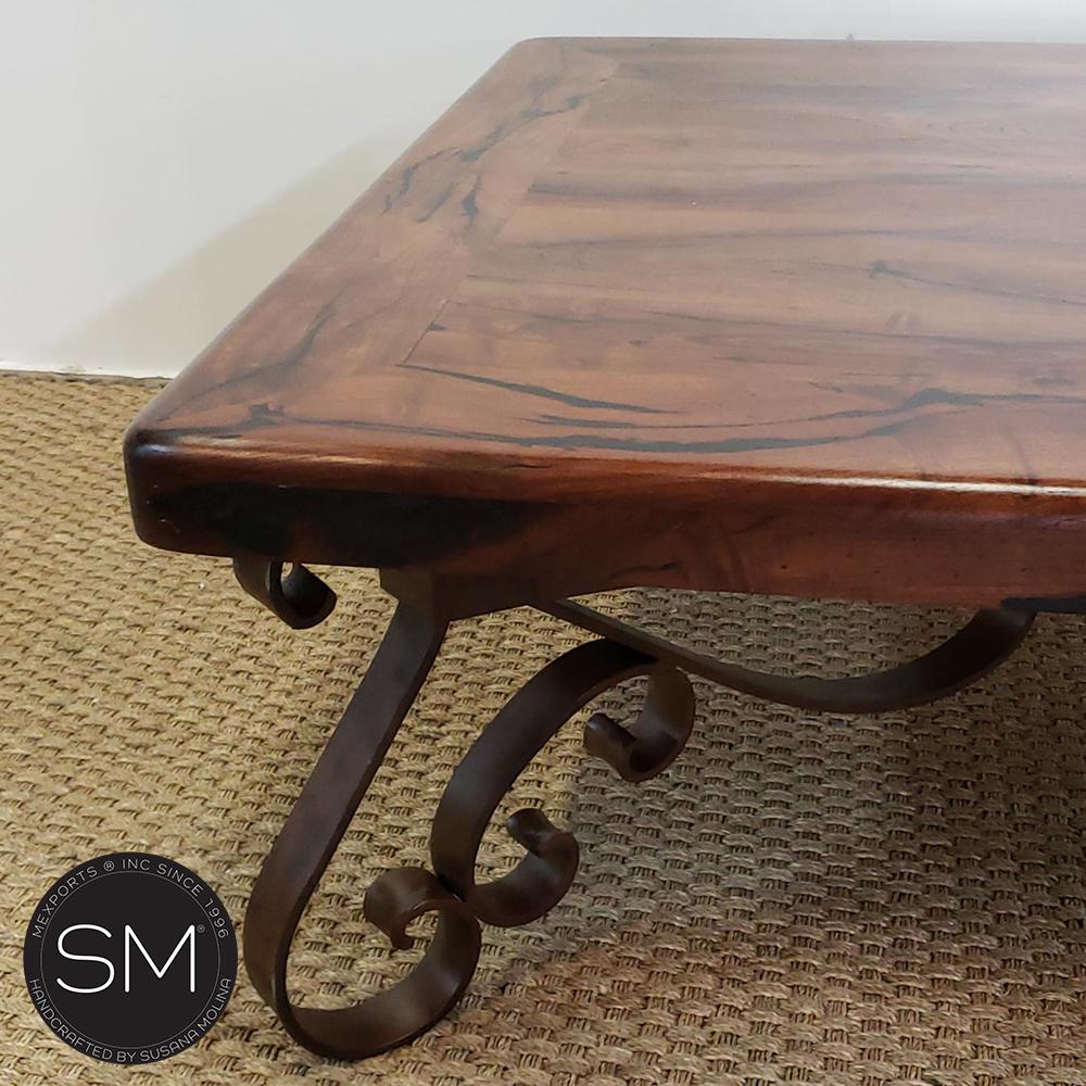 Mexports by Susana Molina 1251AM 48" Mesquite Wood Top Rounded Corners Turquoise Inlay Square Coffee Table