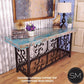 Mexports by Susana Molina 1252CC 72" Oxidized Hammered Copper Top Console Table With Wrought Iron Base
