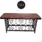 Mexports by Susana Molina 1252CM 72" Mesquite Wood Top Rounded Corners Gold Citrine Inlay With Nailheads on Edge Rectangular Console Table