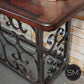 Mexports by Susana Molina 1252CM 72" Mesquite Wood Top Rounded Corners Hammer Copper Inlay Rectangular Console Table
