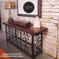 Mexports by Susana Molina 1252CM 72" Mesquite Wood Top Rounded Corners Red Coral Inlay With Nailheads on Edge Rectangular Console Table