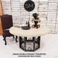 Mexports by Susana Molina 1252DT 54" Cream Travertine Bullnose Edge Round Dining Table With Wrought Iron Base