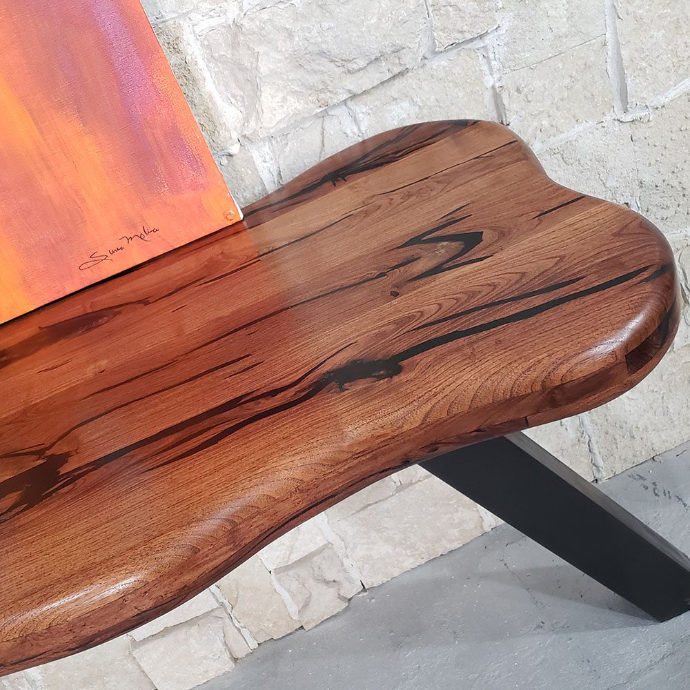 Mexports by Susana Molina 1254CM 72" Mesquite Wood Top Free Form Edge No Inlay Console Table With 3-Leg Base