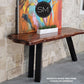 Mexports by Susana Molina 1254CM 72" Mesquite Wood Top Rounded Corners Gold Citrine Inlay Console Table With 3-Leg Base