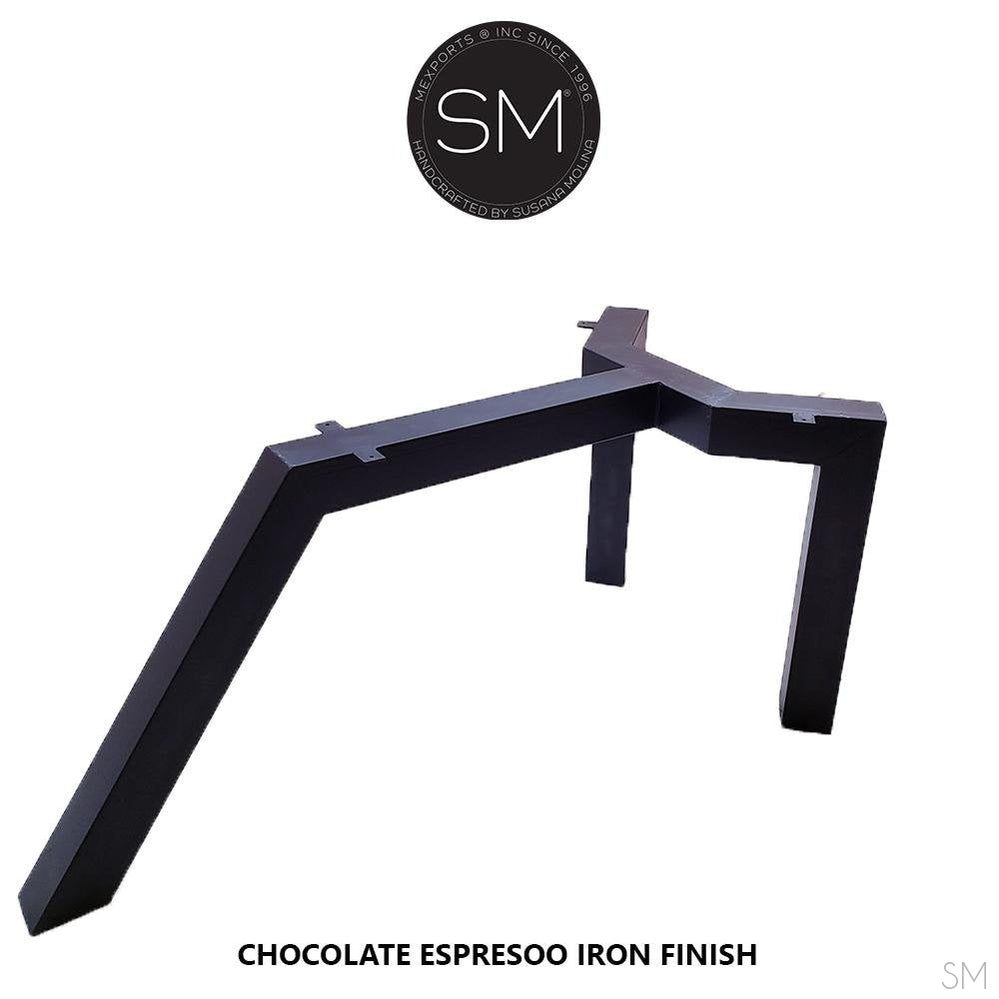 Mexports by Susana Molina 1254CM 72" Mesquite Wood Top Rounded Corners Turquoise Inlay Console Table With 3-Leg Base