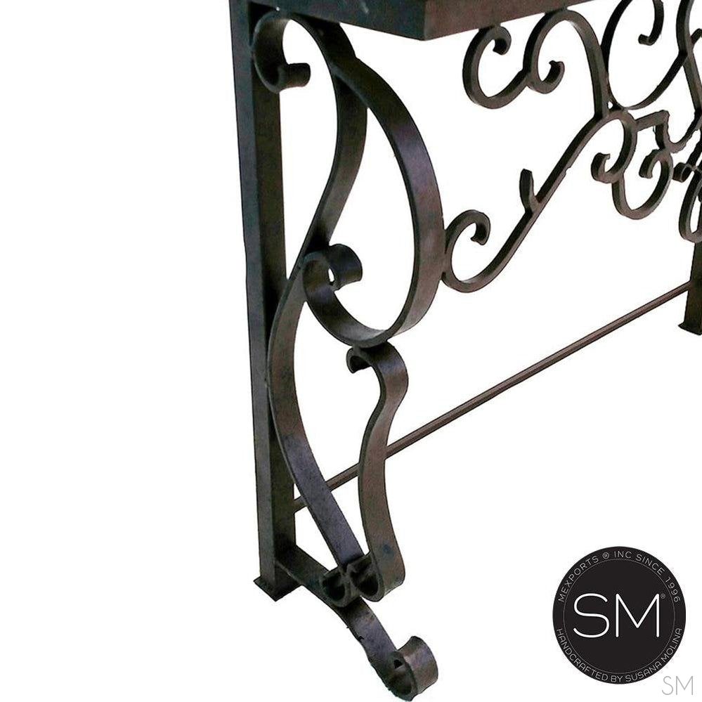 Mexports by Susana Molina 1255FT 44" Cream Travertine Stone Straight Edge Rectangular Console Table