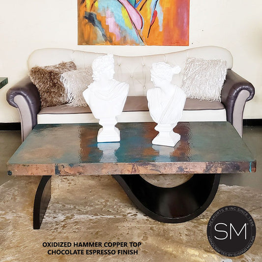 Mexports by Susana Molina 1257AAC 60" Oxidized Hammered Copper Top Rectangular Coffee Table