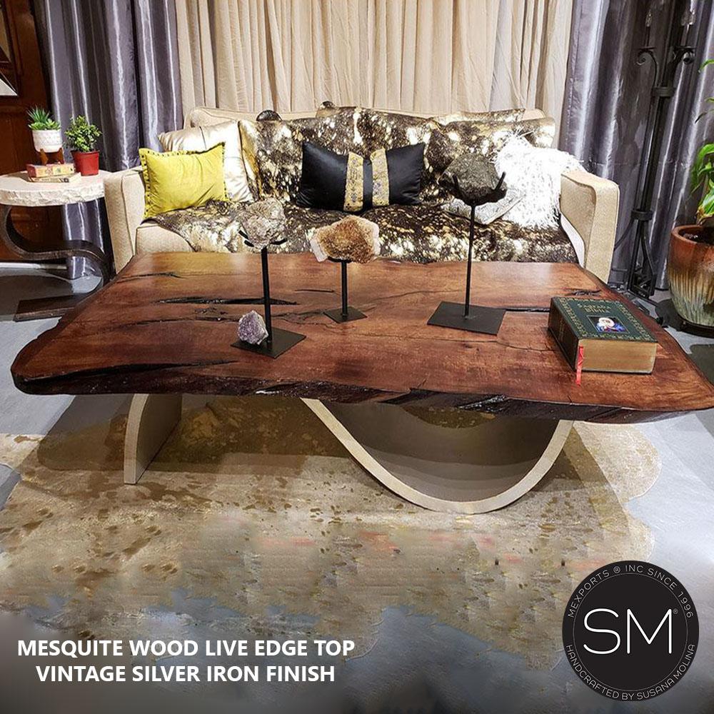 Mexports by Susana Molina 1257AAM 72" Mesquite Wood Top Live Edge No Inlay Rectangular Coffee Table