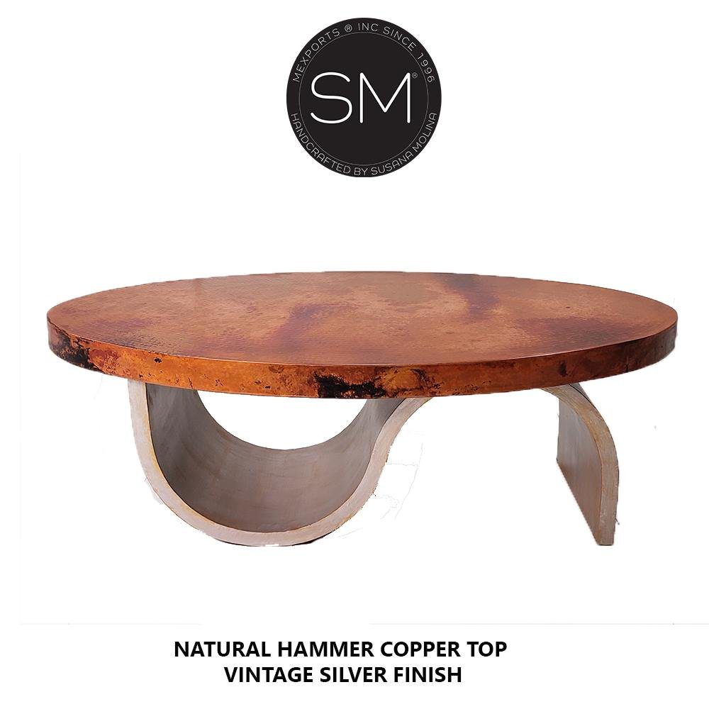 Mexports by Susana Molina 1257AAOC 60" Natural Hammered Copper Top Oval Coffee Table