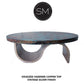 Mexports by Susana Molina 1257AAOC 60" Oxidized Hammered Copper Top With Nailheads on Edge Oval Coffee Table