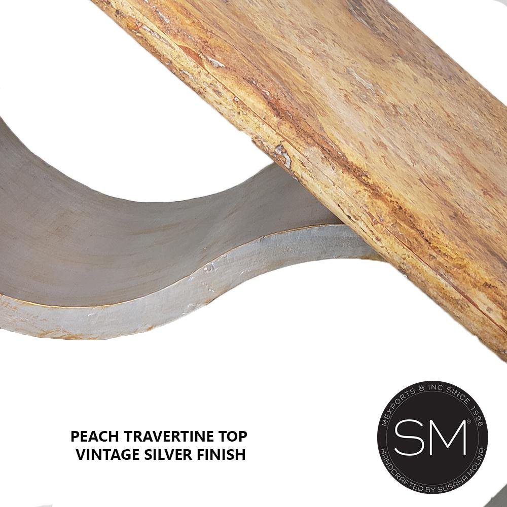 Mexports by Susana Molina 1257AAOT 60" Peach Travertine Top Bullnose Edge Rustic Oval Coffee Table