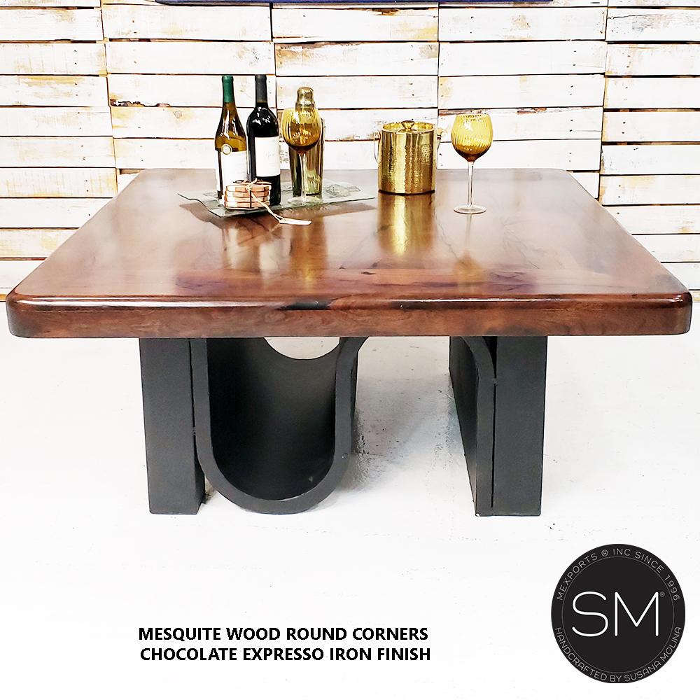 Mexports by Susana Molina 1258AM 48" Mesquite Wood Top Rounded Corners No Inlay Square Coffee Table