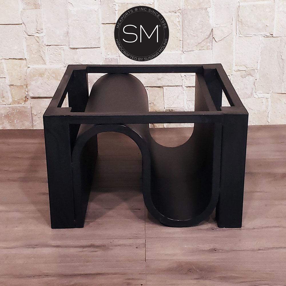 Mexports by Susana Molina 1258AM 48" Mesquite Wood Top Rounded Corners Red Coral Inlay Square Coffee Table